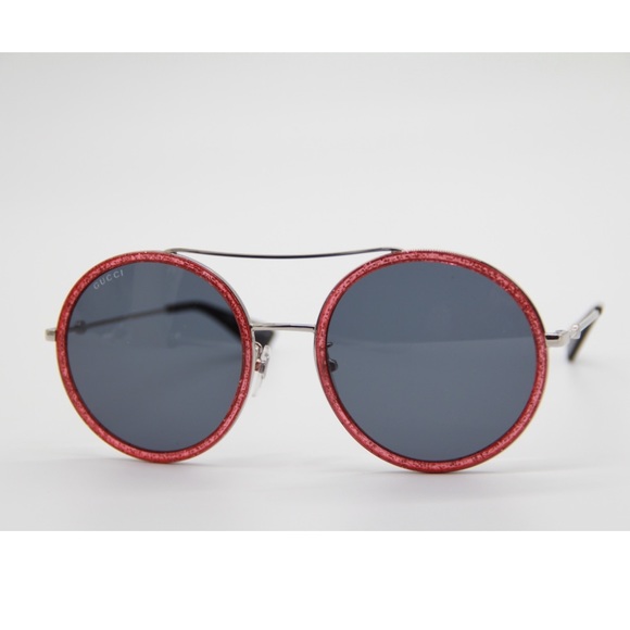 NEW GUCCI GG0061S 007 ROUND BLUE RED SUNGLASSES - Picture 3 of 11